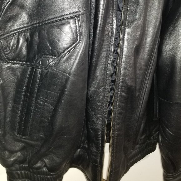 Genuine Leather Jacket Lined vtg American Born Black Leather Coat with Lining - Picture 13 of 16